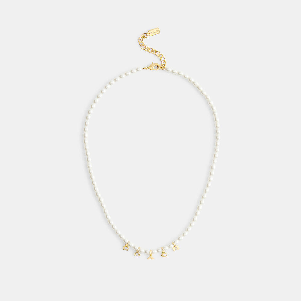 Coach Charms Pearl Cubic Zirconia Necklace + Dust Bag Nwt ❤️ - Picture 8 of 9